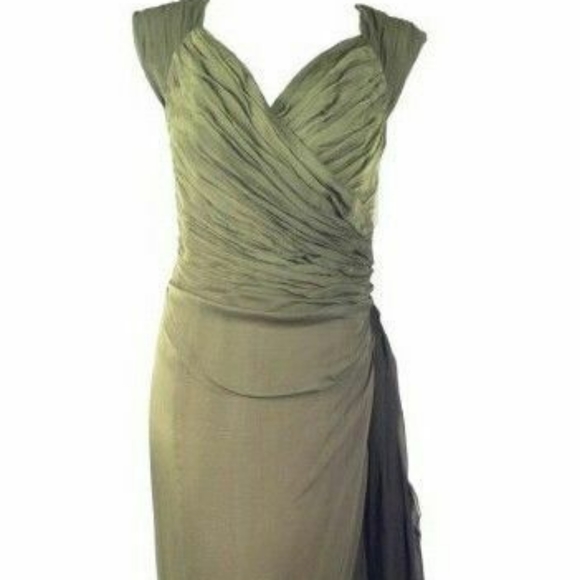 °$5,500 ROLAND NIVELAIS GORGEOUS DIP DYE GREEN SILK GOWN US 6 - Picture 4 of 12